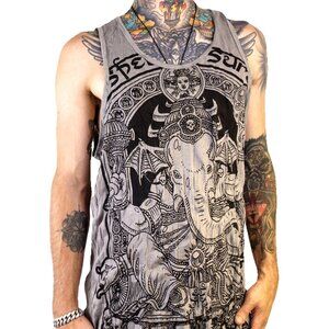 Sure Designs Ganesha Grey and Black Full Print Tank Top